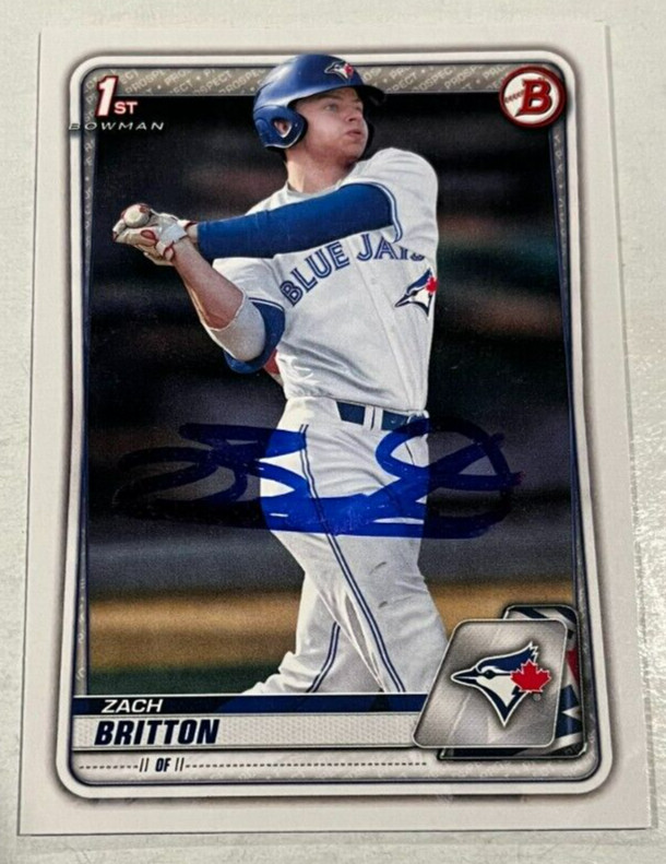 ZACH BRITTON SIGNED 2020 BOWMAN DRAFT PROSPECT BASEBALL ROOKIE CARD AUTO