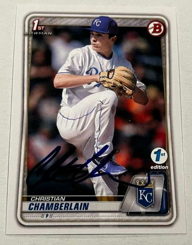 CHRISTIAN CHAMBERLAIN SIGNED 2020 BOWMAN DRAFT PROSPECT ROOKIE CARD AUTO