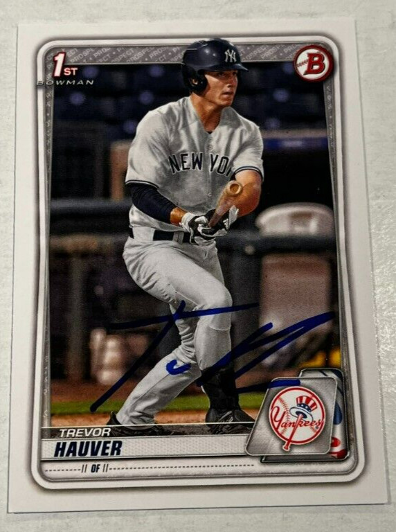 TREVOR HAUVER SIGNED 2020 BOWMAN DRAFT PROSPECT ROOKIE CARD AUTO