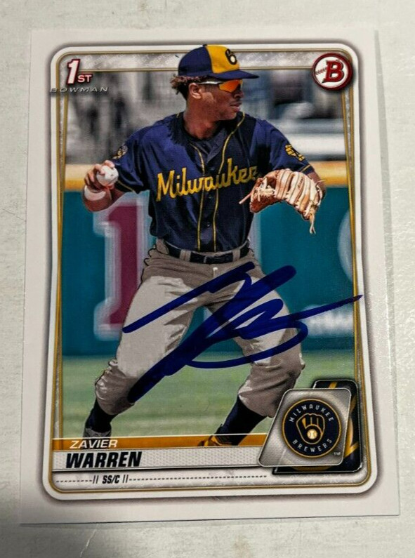 ZAVIER WARREN SIGNED 2020 BOWMAN DRAFT PROSPECT ROOKIE CARD AUTO