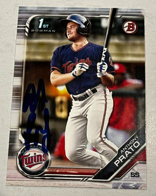 ANTHONY PRATO SIGNED 2019 BOWMAN DRAFT PROSPECT ROOKIE CARD AUTO