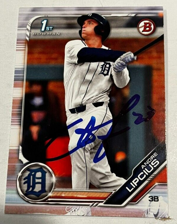 ANDRE LIPCIUS SIGNED 2019 BOWMAN DRAFT PROSPECT ROOKIE CARD AUTO
