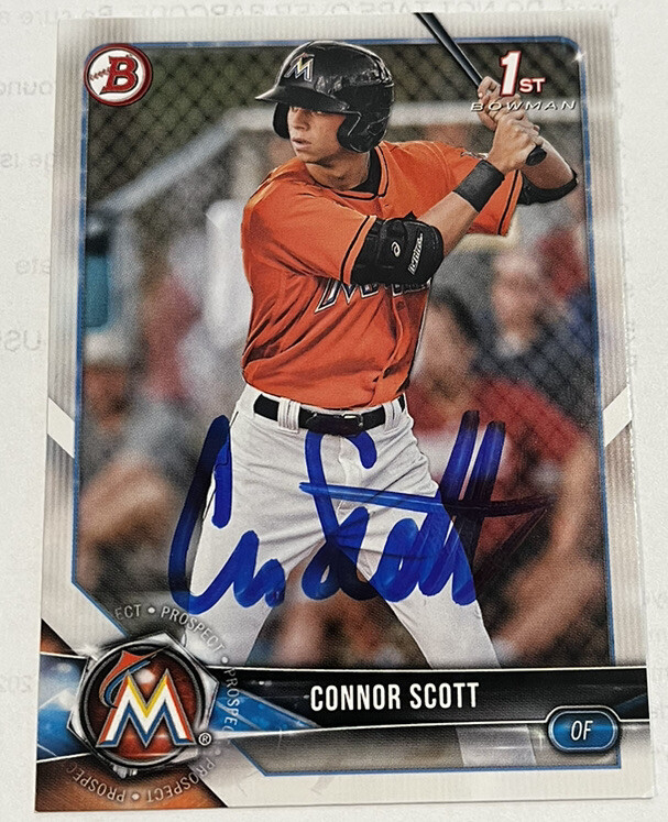 CONNOR SCOTT SIGNED 2018 BOWMAN DRAFT PROSPECT ROOKIE CARD AUTO