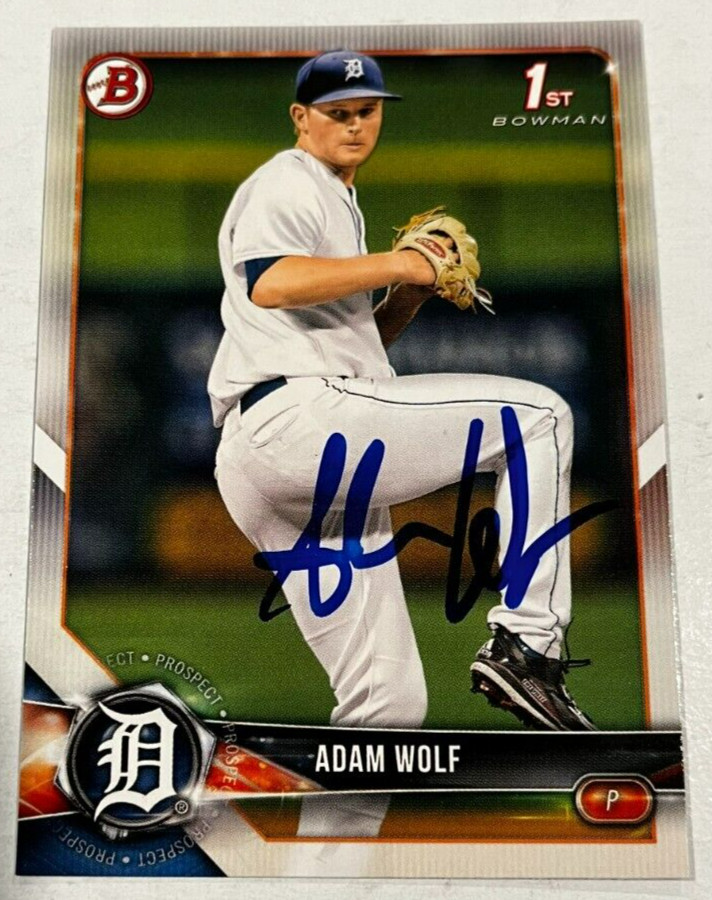 ADAM WOLF SIGNED 2018 BOWMAN DRAFT PROSPECT ROOKIE CARD AUTO