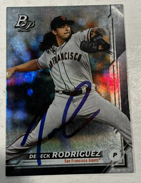DERECK RODRIGUEZ SIGNED 2019 BOWMAN PLATINUM BASEBALL CARD AUTO