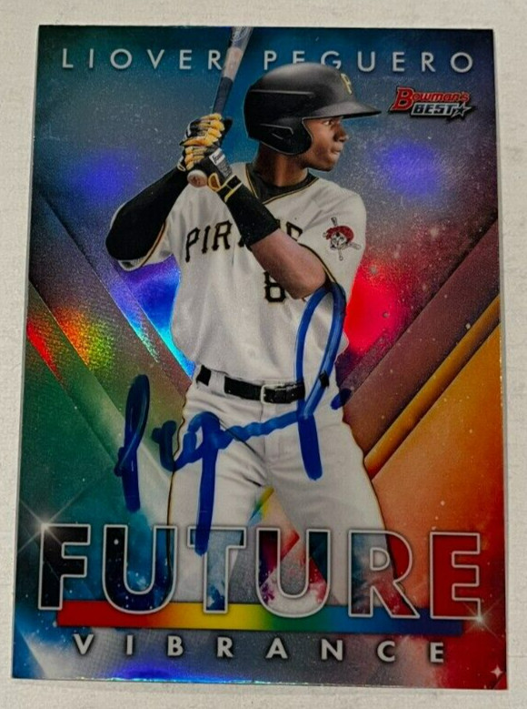 LIOVER PEGUERO SIGNED 2021 BOWMAN'S BEST ROOKIE BASEBALL CARD AUTO