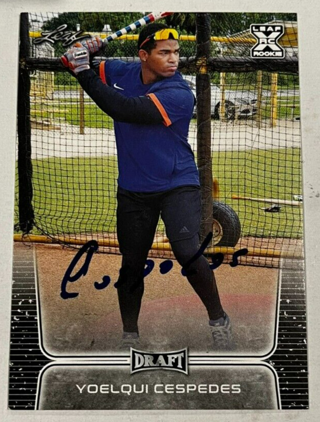 YOELQUI CESPEDES SIGNED 2020 LEAF DARFT BASEBALL ROOKIE CARD AUTO