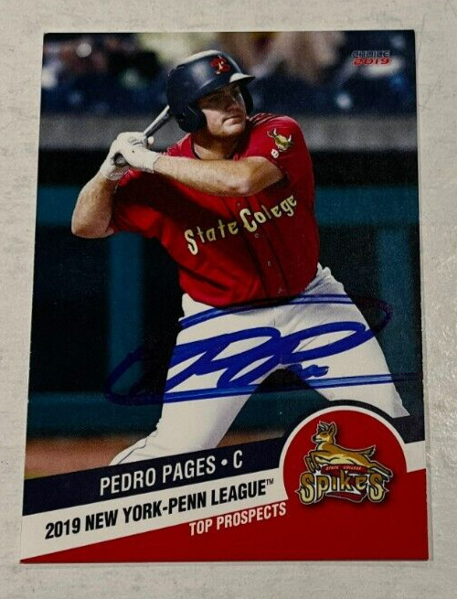 PEDRO PAGES SIGNED 2019 NEW YORK PENN LEAGUE TOP PROSPECT ROOKIE CARD AUTO