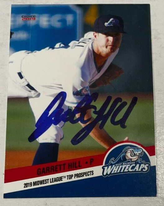 GARRETT HILL SIGNED 2019 MIDWEST LEAGUE TOP PROSPECT ROOKIE CARD AUTO