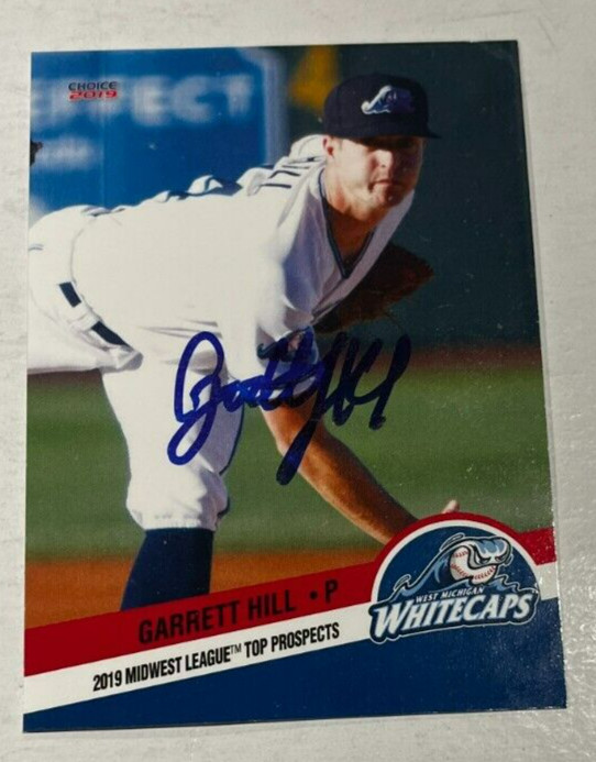 GARRETT HILL SIGNED 2019 MIDWEST LEAGUE TOP PROSPECT ROOKIE CARD AUTO