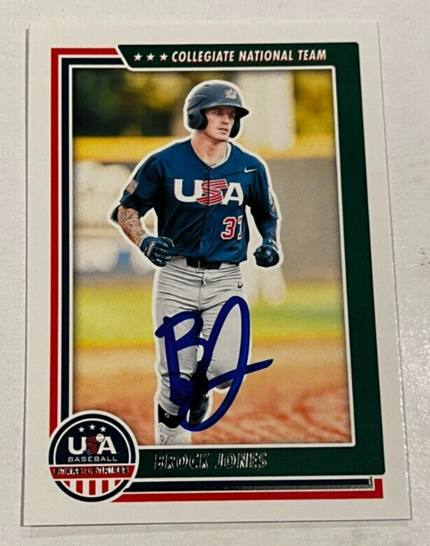 BROCK JONES SIGNED 2022 PANINI USA BASEBALL STARS & STRIPES ROOKIE CARD AUTO