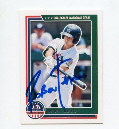 ROBERT MOORE SIGNED 2022 PANINI USA BASEBALL STARS & STRIPES CARD AUTO