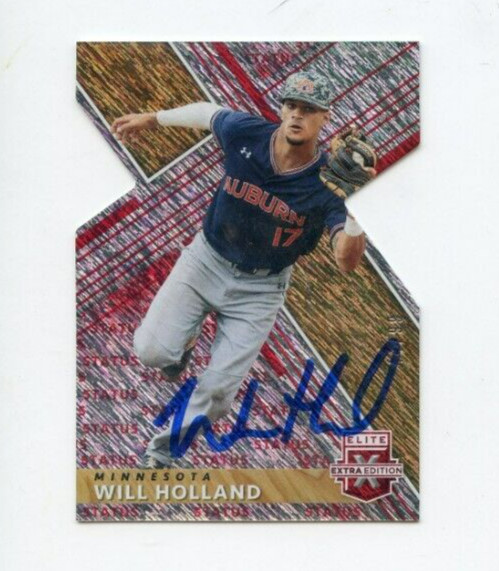 WILL HOLLAND SIGNED 2019 PANINI ELITE EXTRA EDITION BASEBALL CARD AUTO 44/99