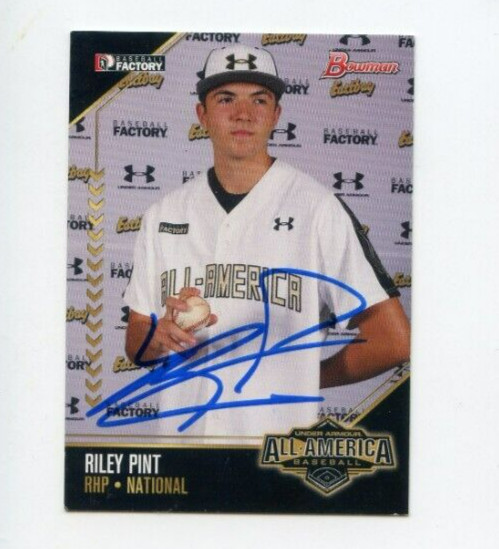 RILEY PINT SIGNED 2015 BOWMAN UNDER ARMOUR ALL AMERICA BASEBALL CARD AUTO