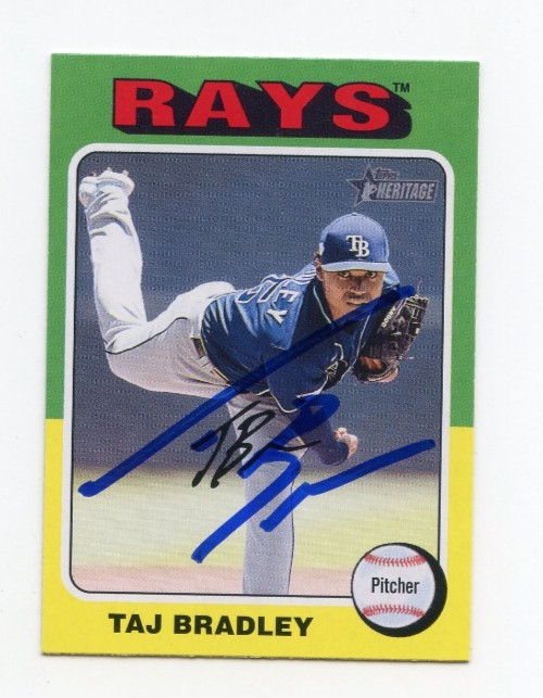 TAJ BRADLEY SIGNED AUTOGRAPHED 2024 TOPPS HERITAGE BASEBALL CARD AUTO