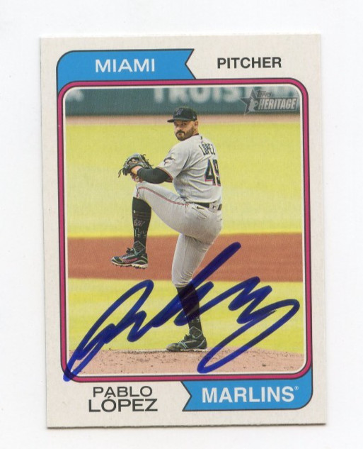 PABLO LOPEZ SIGNED AUTOGRAPHED 2023 TOPPS HERITAGE BASEBALL CARD AUTO