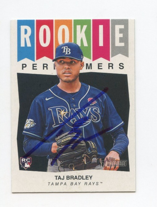 TAJ BRADLEY SIGNED AUTOGRAPHED 2023 TOPPS HERITAGE BASEBALL CARD AUTO
