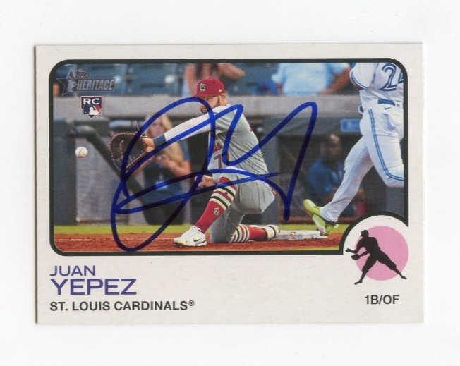 JUAN YEPEZ SIGNED AUTOGRAPHED 2022 TOPPS HERITAGE BASEBALL CARD AUTO