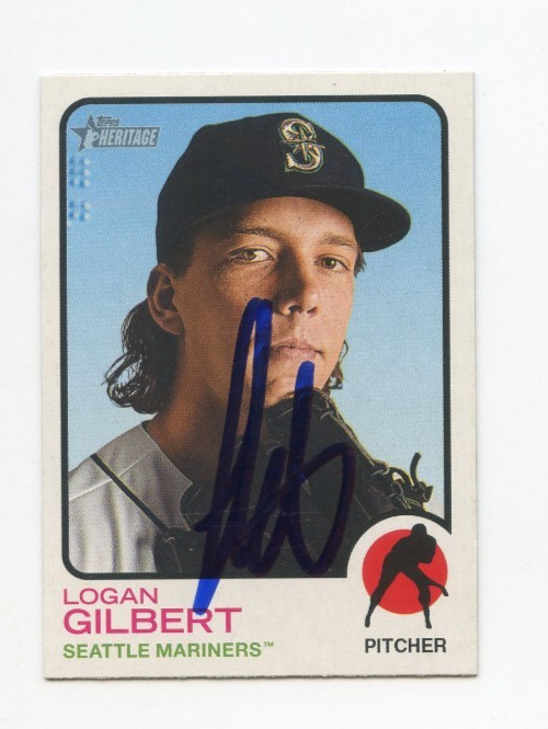 LOGAN GILBERT SIGNED AUTOGRAPHED 2022 TOPPS HERITAGE BASEBALL CARD AUTO