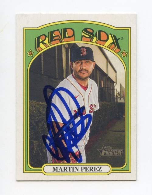 MARTIN PEREZ SIGNED AUTOGRAPHED 2021 TOPPS HERITAGE BASEBALL CARD AUTO