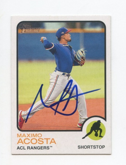MAXIMO ACOSTA SIGNED AUTOGRAPHED 2022 TOPPS HERITAGE MINORS CARD AUTO