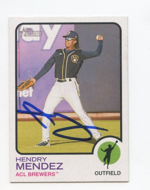 HENDRY MENDEZ SIGNED AUTOGRAPHED 2022 TOPPS HERITAGE MINORS CARD AUTO