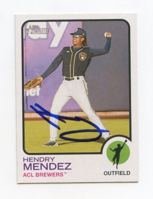 HENDRY MENDEZ SIGNED AUTOGRAPHED 2022 TOPPS HERITAGE MINORS CARD AUTO