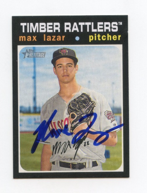 MAX LAZAR SIGNED AUTOGRAPHED 2020 TOPPS HERITAGE MINORS CARD AUTO