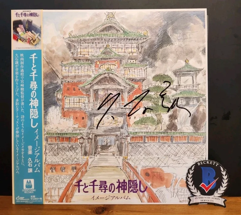 Joe Hisiashi Signed Spirited Away Vinyl Studio Ghibli Composer BAS COA Yamazaki