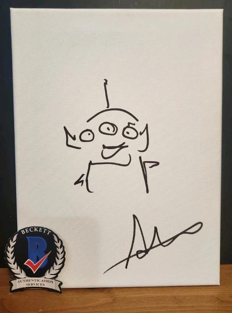 ANDREW STANTON SIGNED TOY STORY ALIEN 9X12 SKETCH CANVAS MOVIE ANIMATOR BAS COA