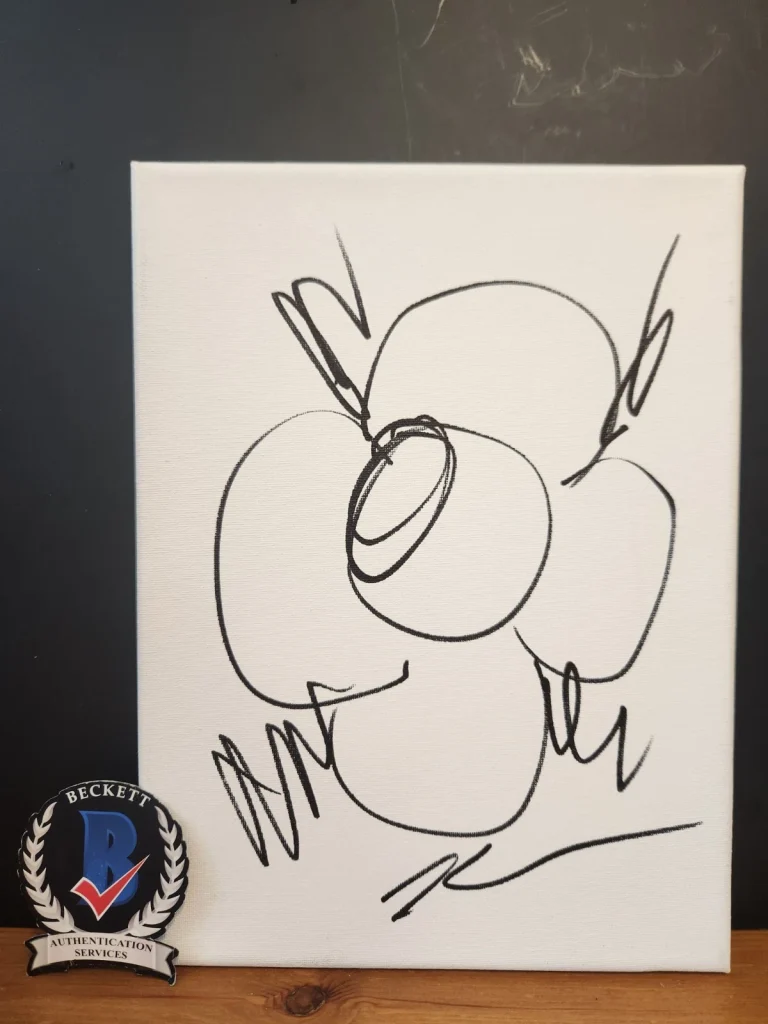 Jeff Koons Signed Canvas Flower Sketch Legendary Pop Artist BAS COA Beckett