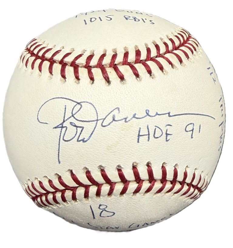 Rod Carew Signed Auto Heavily Inscribed 18 Stat OML Baseball Twins JSA COA HOF