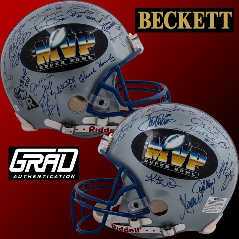 Super Bowl MVPs Signed Auto Proline Helmet 37 Winners Brady Starr Beckett BAS