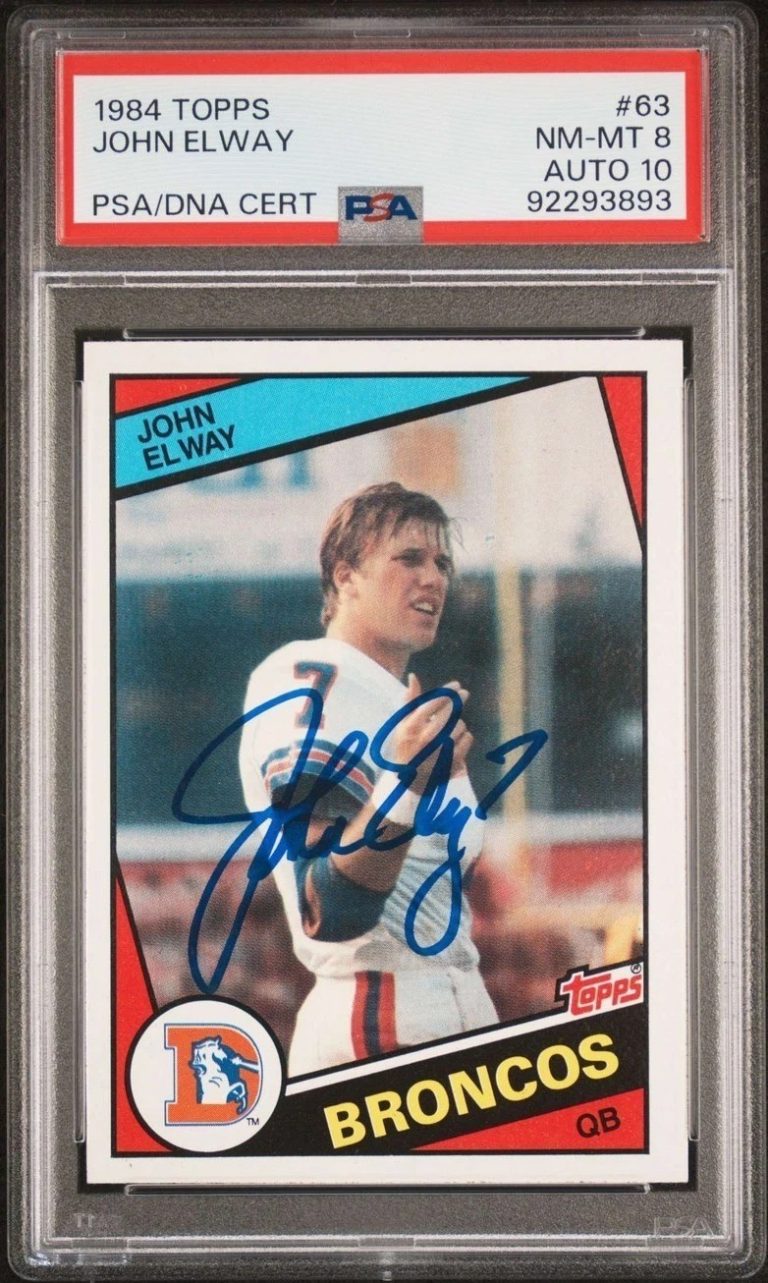 John Elway Signed Auto 1984 Topps 63 Rookie Card PSA NM MT 8 Auto 10