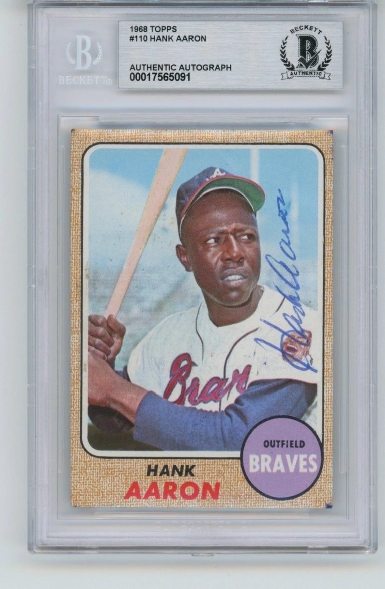 Hank Aaron Signed Auto 1968 Topps 110 Baseball Card Vintage Beckett BAS