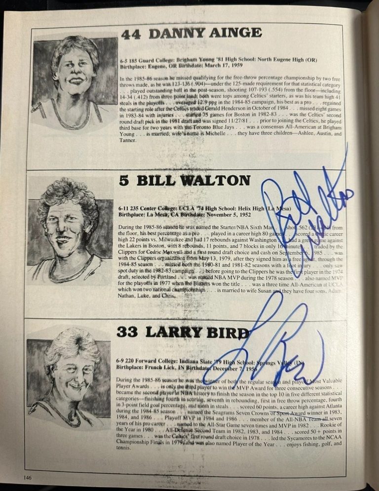 1986 Celtics Bucks Signed Auto Program Larry Bird McHale Havlicek Beckett BAS