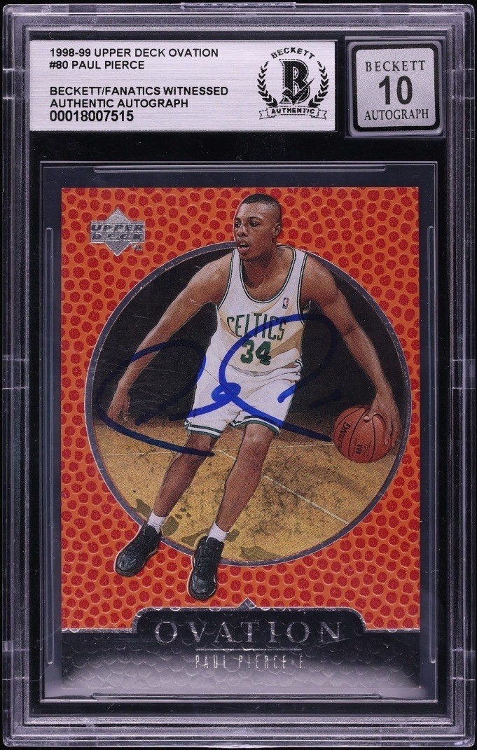 Paul Pierce Signed Auto 1998 UD Ovation 80 Rookie Card Beckett BAS GEM MINT 10