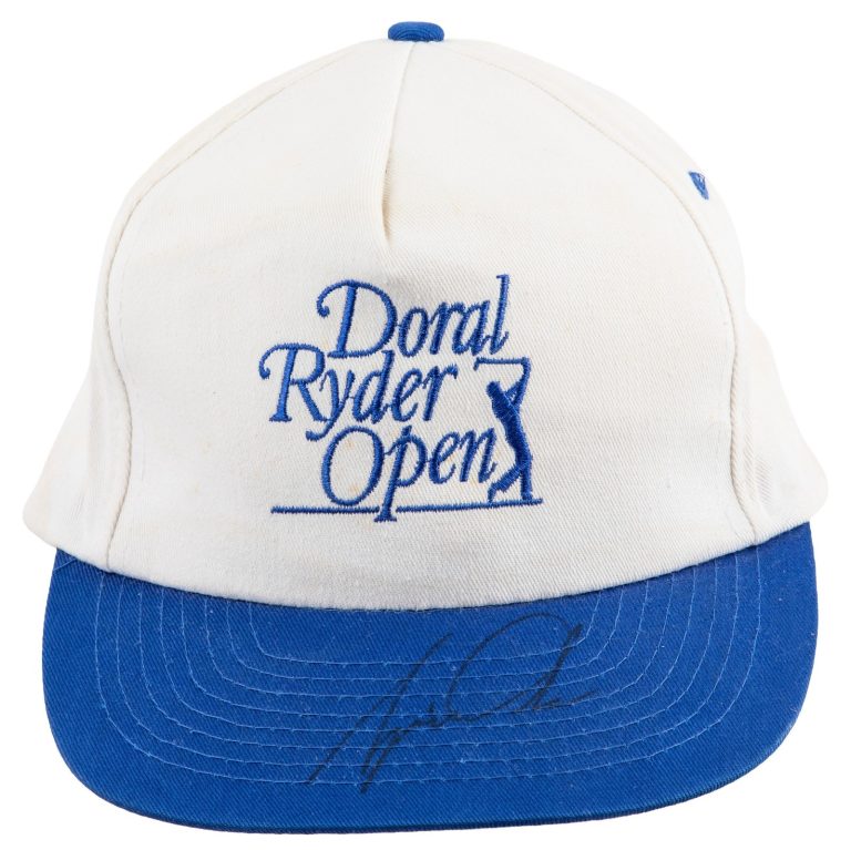 Tiger Woods Signed Auto Doral Ryder Open Golf Cap Vintage Beckett BAS