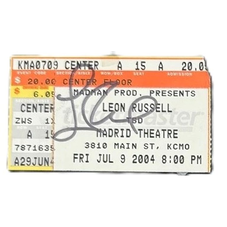 Leon Russell Signed Auto 2004 Concert Ticket Grad LOA