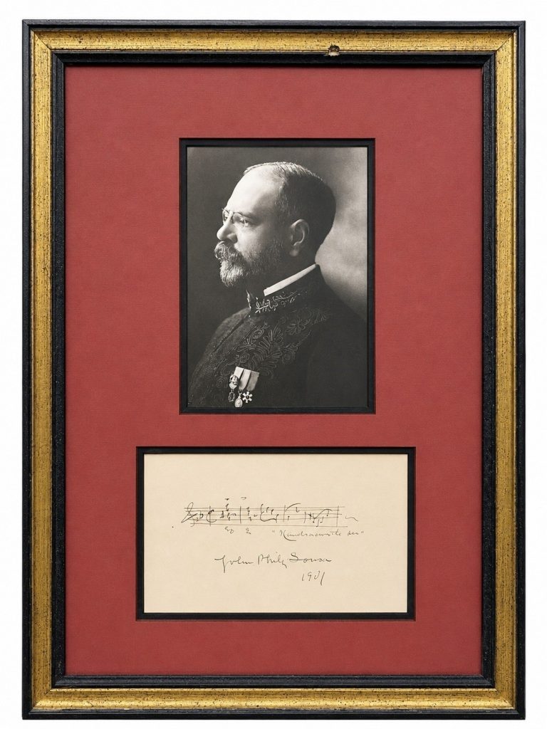John Philip Sousa Signed Auto Hands Across the Sea Musical Note Grad Auth