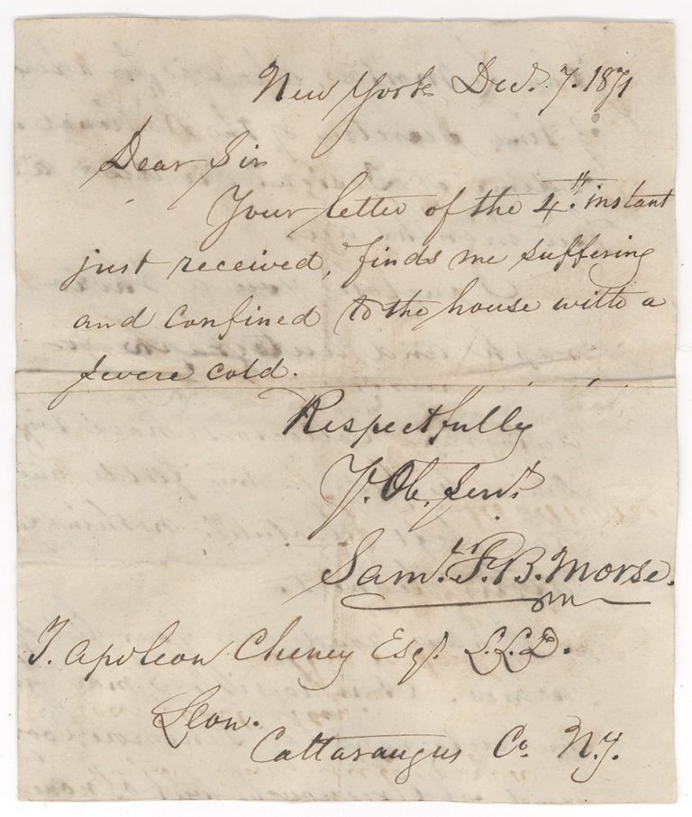 Samuel Morse Signed Auto Handwritten 1871 5x8 Letter Telegraph Grad LOA