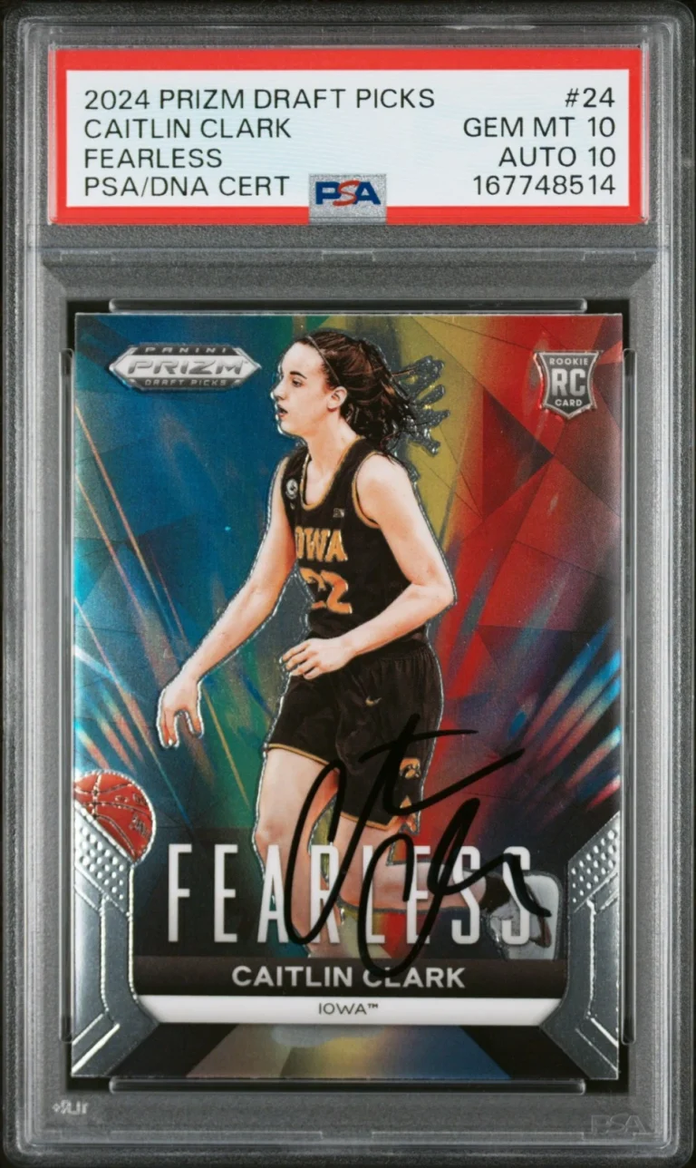 Caitlin Clark Signed Autographed 2024 Prizm Draft Picks #24 RC Fearless PSA 10