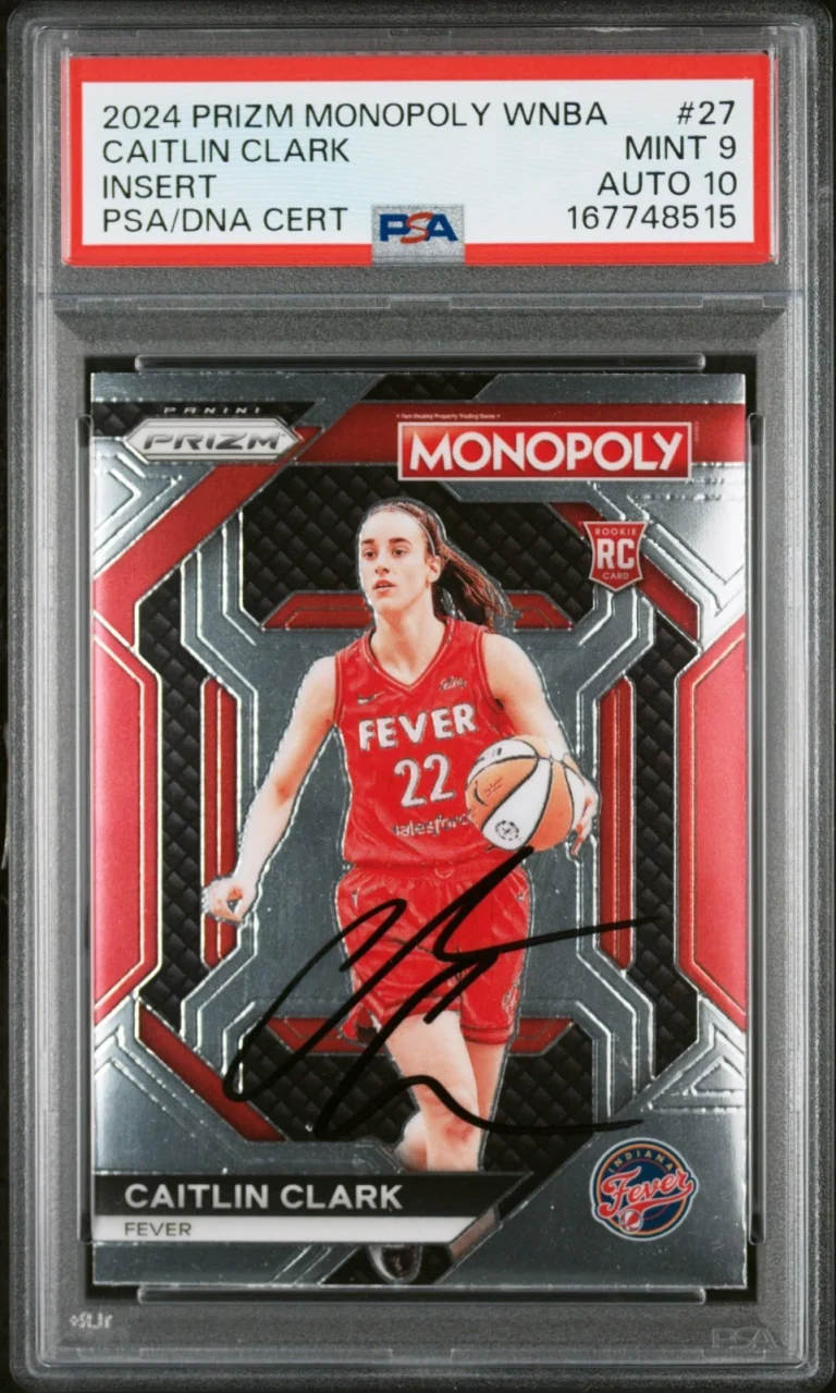 CAITLIN CLARK SIGNED 2024 PANINI PRIZM MONOPOLY WNBA INSERT #27 PSA 9