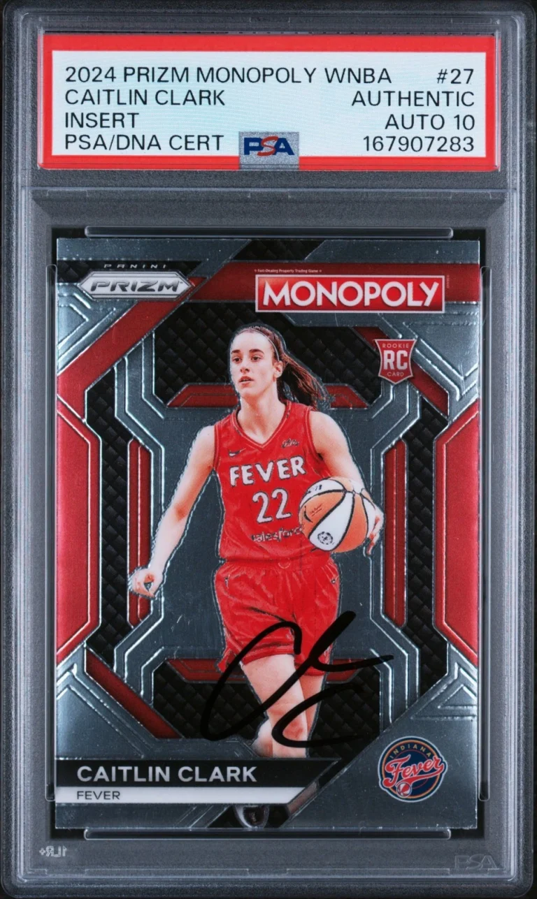 CAITLIN CLARK SIGNED 2024 PANINI PRIZM MONOPOLY WNBA INSERT #27 AUTO PSA