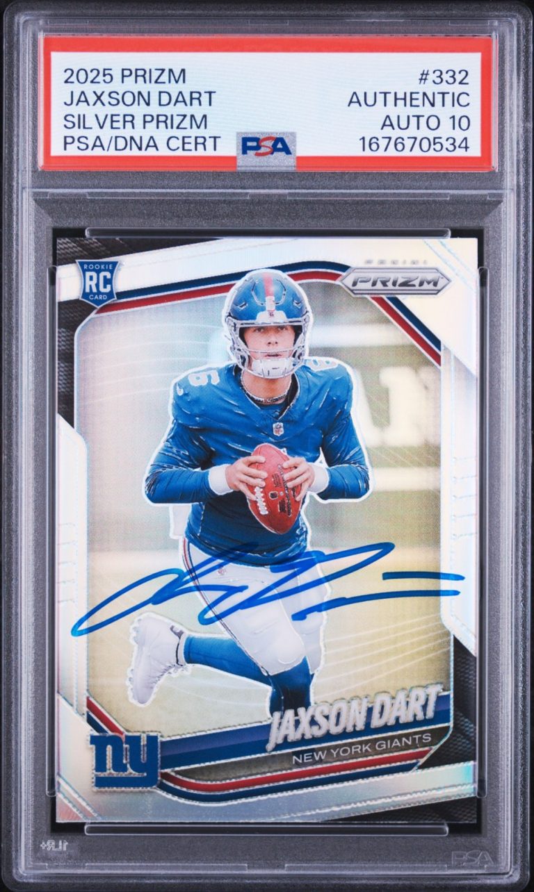 2025 Panini Prizm #332 Jaxson Dart Signed Silver Prizm Rookie Card PSA AUTO 10