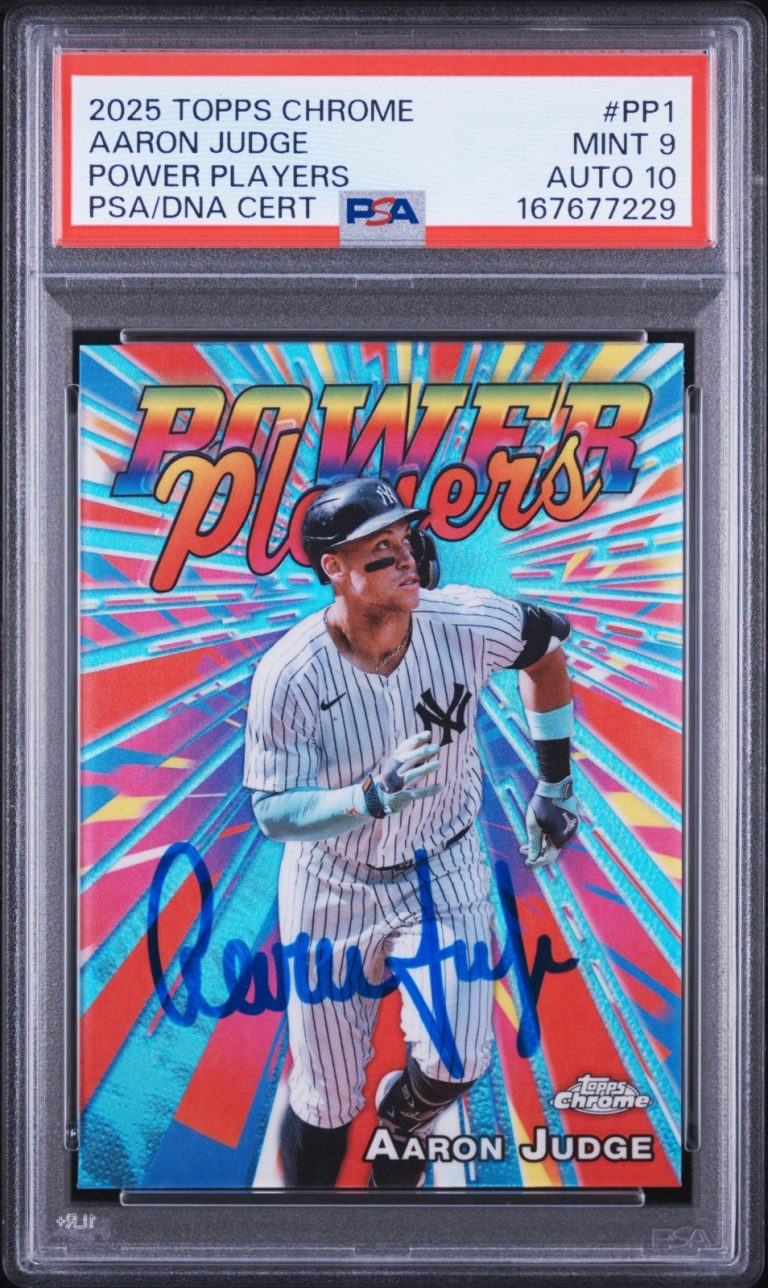 Aaron Judge Signed 2025 Topps Chrome Power Players #PP-1 PSA 9 AUTO 10