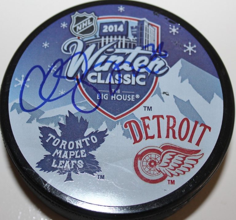 CARL GUNNARSSON SIGNED TORONTO MAPLE LEAFS 2014 WINTER CLASSIC PUCK W/CASE COA