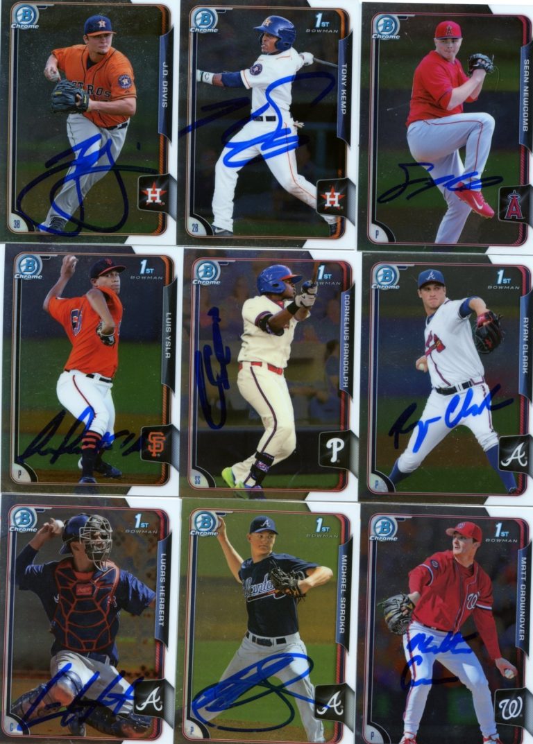 CORNELIUS RANDOLPH SIGNED 2015 BOWMAN CHROME PROSPECT ROOKIE CARD AUTO