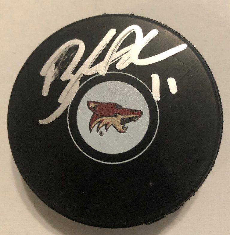 BRENDAN PERLINI SIGNED ARIZONA COYOTES PUCK W/CASE COA