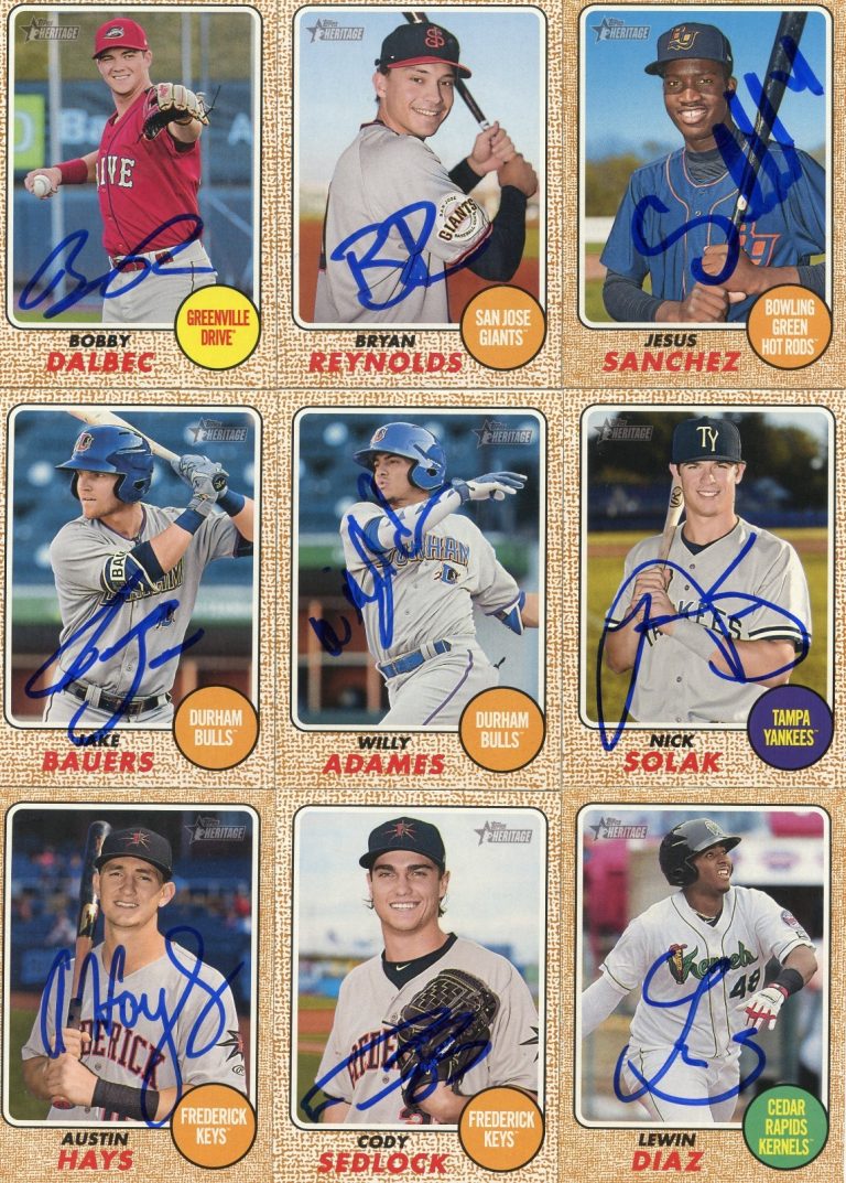 JAKE BAUERS SIGNED 2017 TOPPS HERITAGE MINORS ROOKIE CARD AUTO